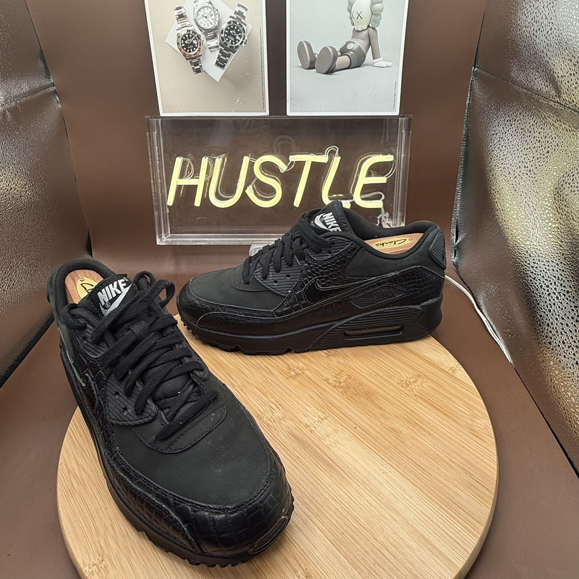 NikeAir Max 90 Premium Black Reptile Sneakers Sz 8.5