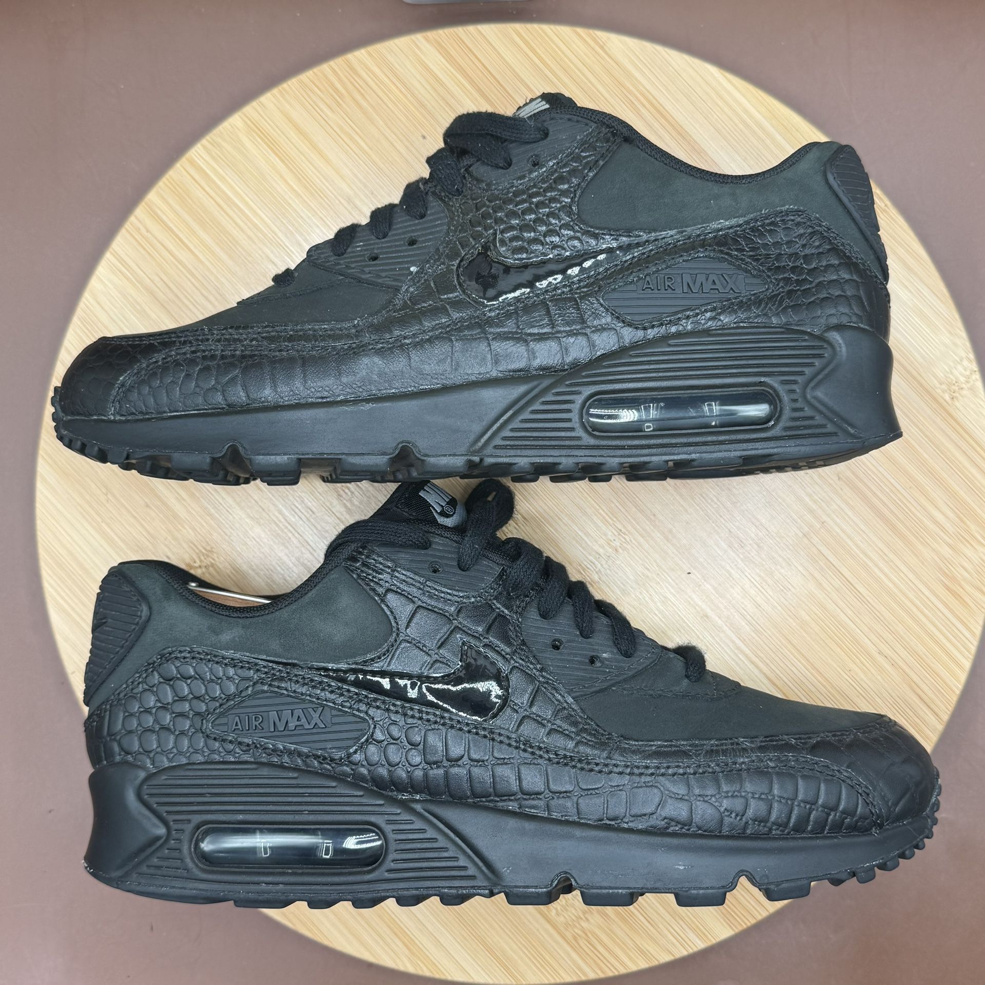 NikeAir Max 90 Premium Black Reptile Sneakers Sz 8.5 - photo 4