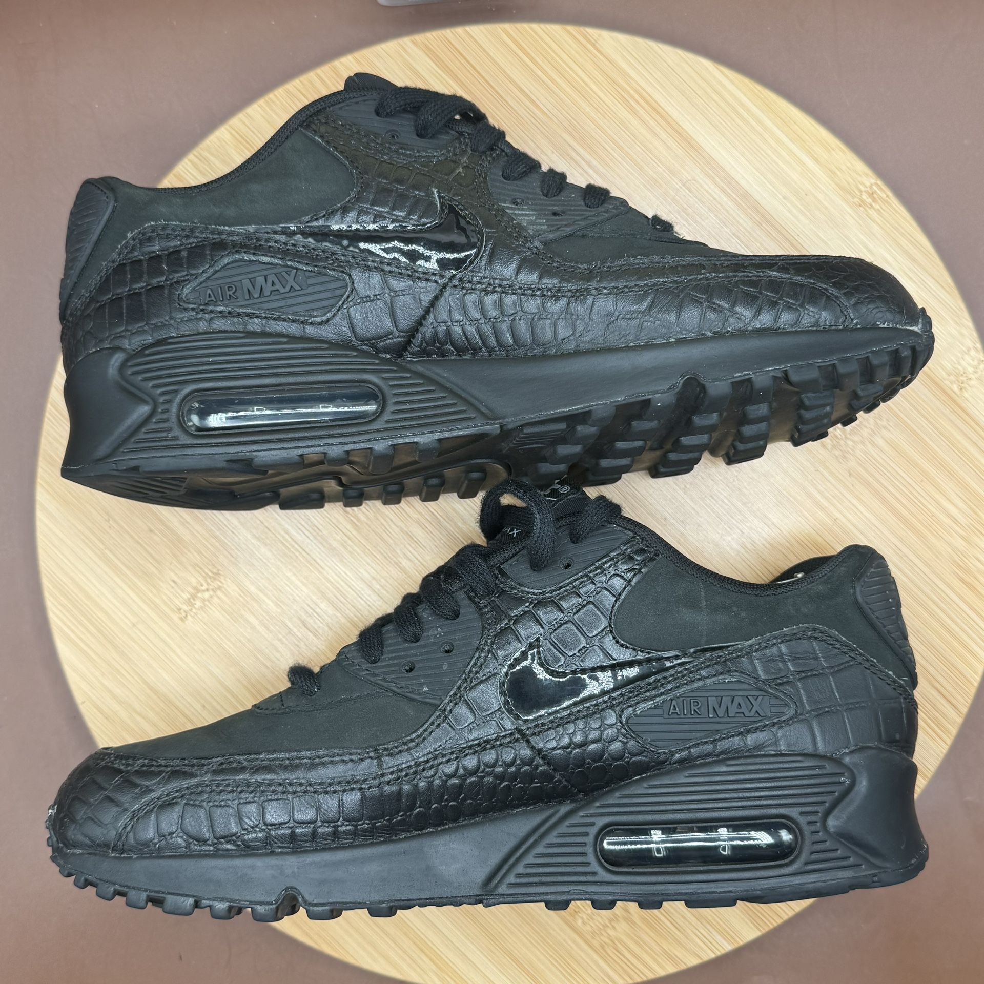 NikeAir Max 90 Premium Black Reptile Sneakers Sz 8.5 - photo 5