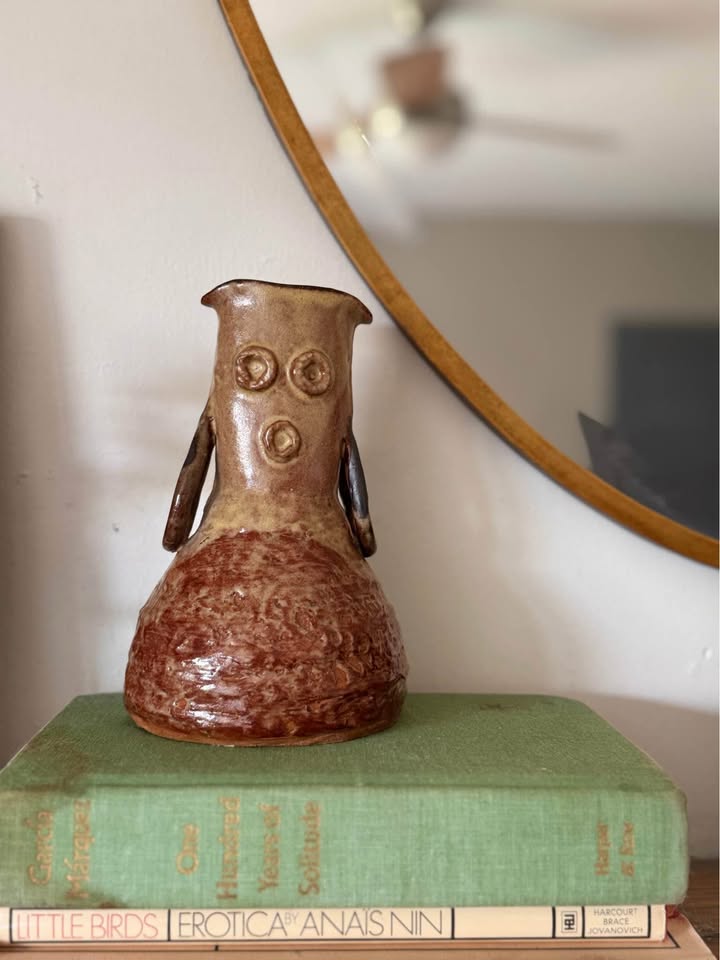 Fun Quirky Handmade Studio Pottery Vase. Earthy neutral colours. - photo 5
