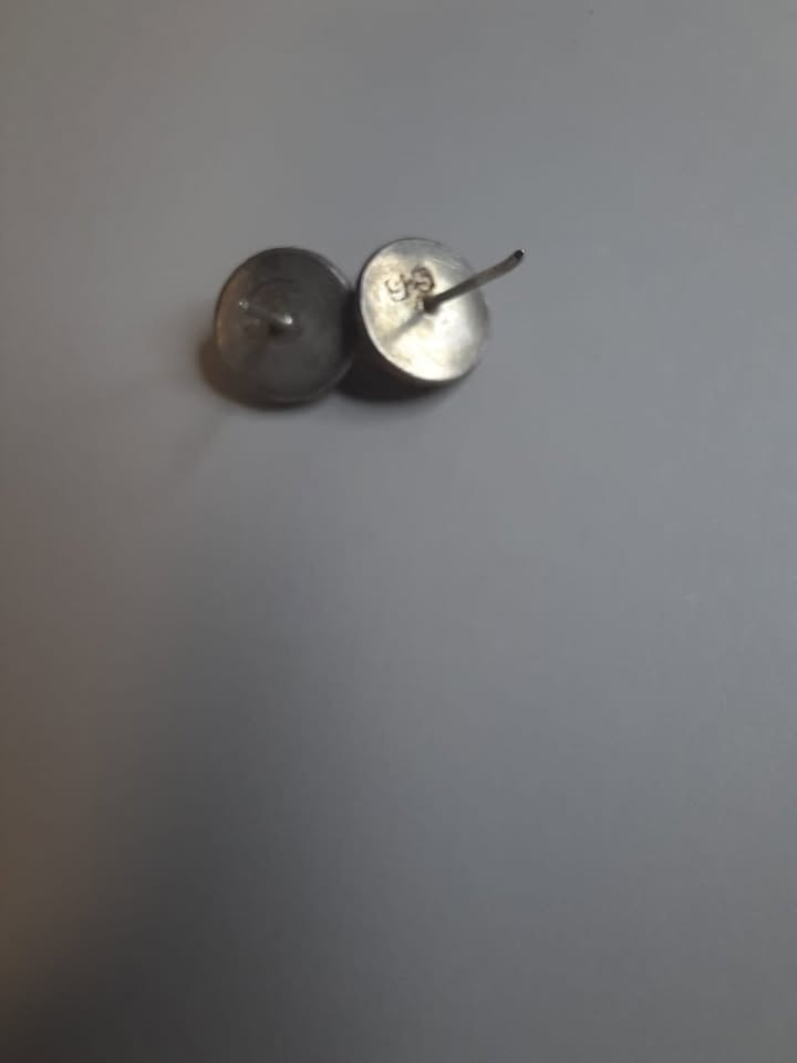 Stud 925 Silver earrings with golden detail - photo 2