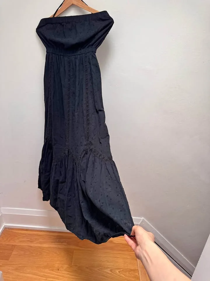 Gap Black Eyelet Strapless Maxi Dress - Size S thumbnail