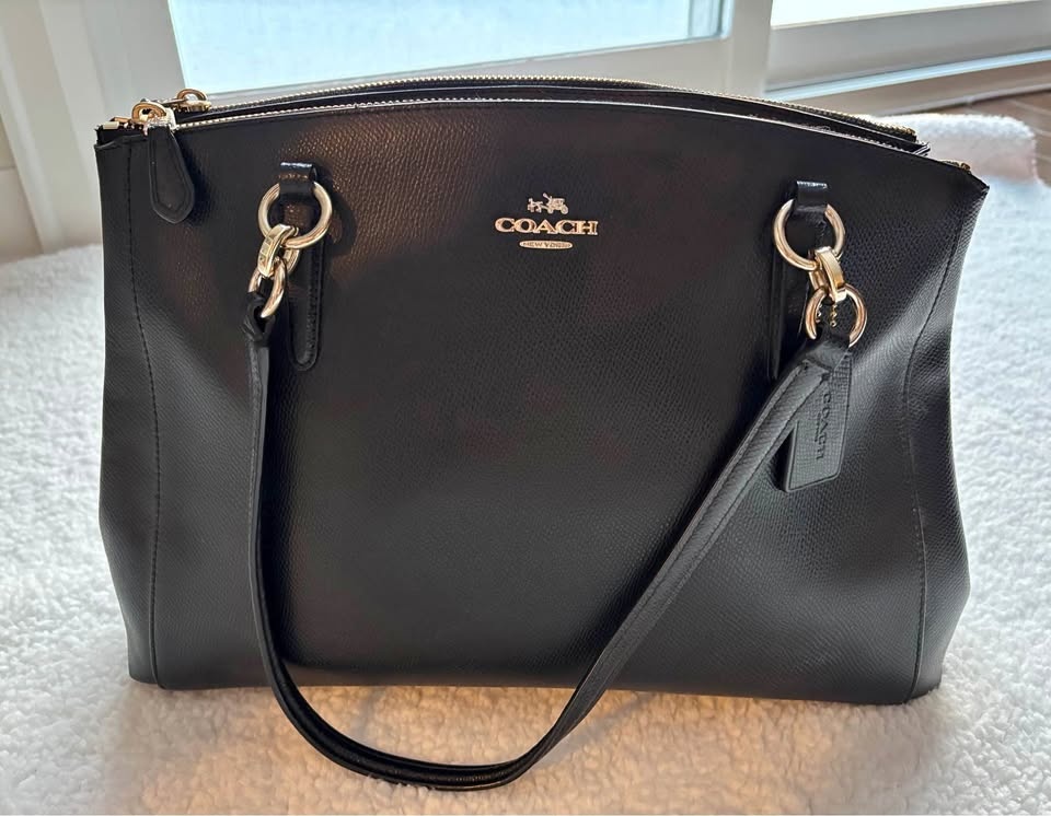 Coach Black Crossgrain Leather Christie Carryall