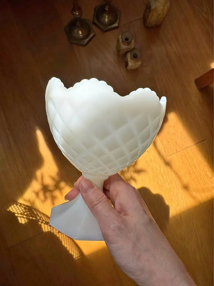 Mid Century Milk Glass Pedestal Bowl/Candy Dish thumbnail