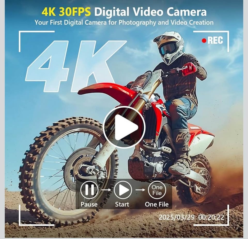 (New) 4K Digital Camera with 32GB Card, 2 Batteries(Black) - photo 2