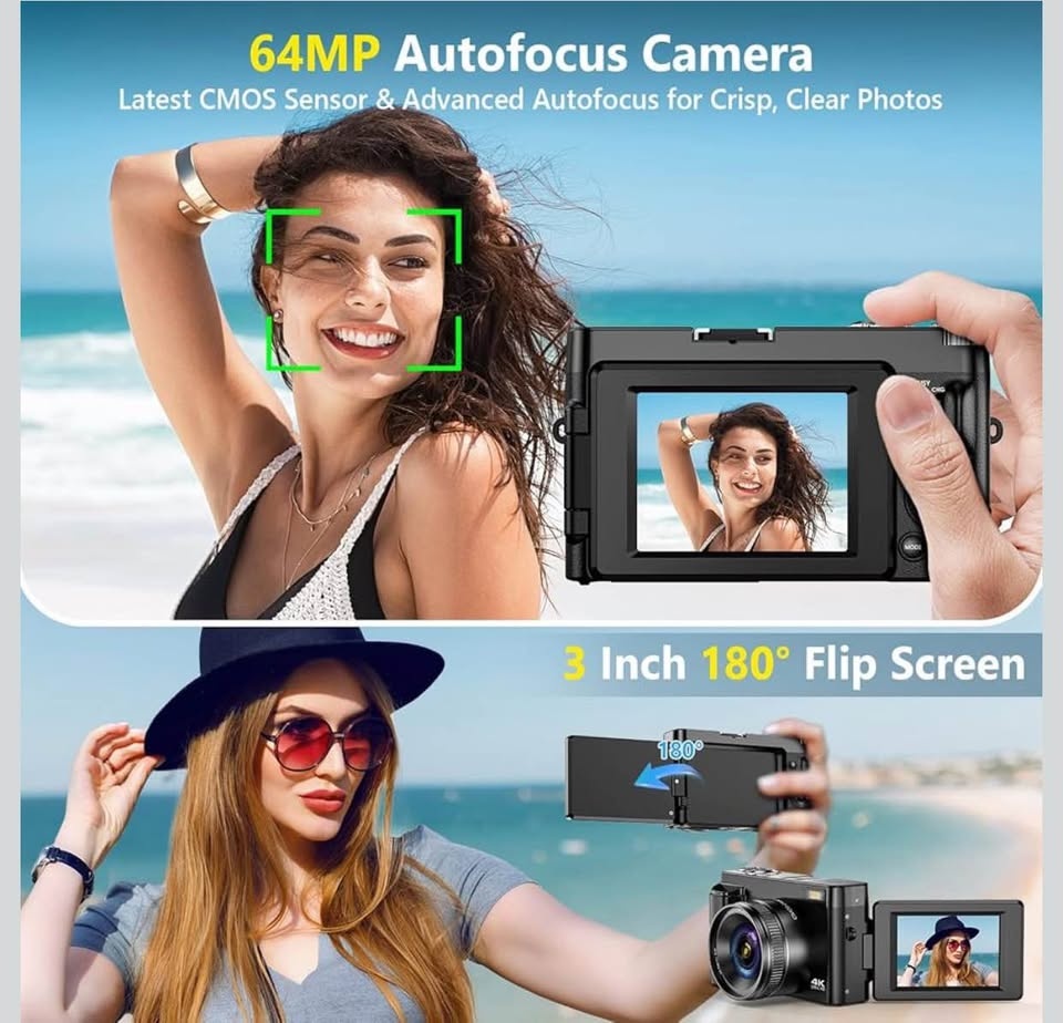 (New) 4K Digital Camera with 32GB Card, 2 Batteries(Black) - photo 3
