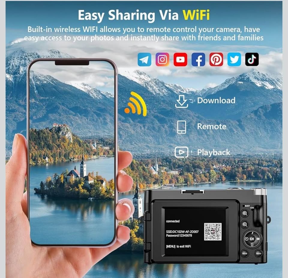 (New) 4K Digital Camera with 32GB Card, 2 Batteries(Black) - photo 4