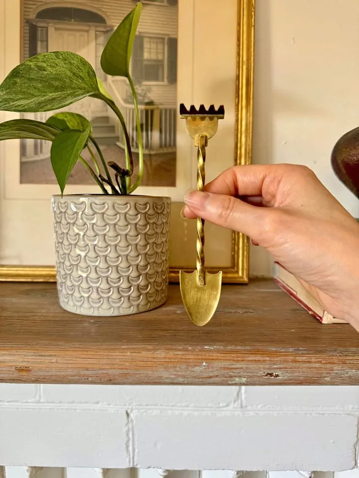 Vintage Brass Rake/Spade for indoor gardening thumbnail