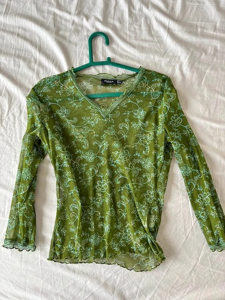 Mexx Y2K mesh green top - M thumbnail