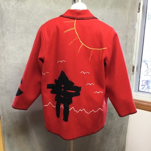 Vintage Ivalu Inuit Felted Wool Red/Black Hand Embroidered Jacke - photo 2