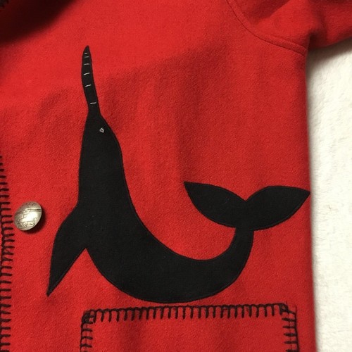 Vintage Ivalu Inuit Felted Wool Red/Black Hand Embroidered Jacke - photo 4
