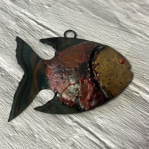 Mid Century Brutalist Metal Fish Wall Art Sculpture Set of 2 - photo 2