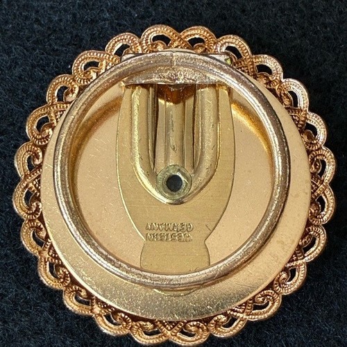 Vintage Western Germany Iridescent Flowers Filigree Scarf Clip H - photo 4