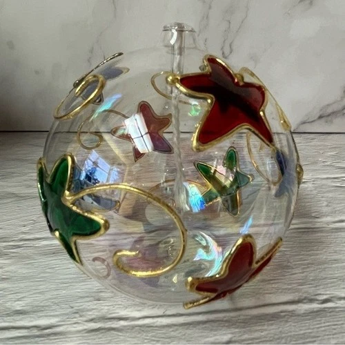 NIB Traditions Glass Blown Star Globe Hand Paint Oil