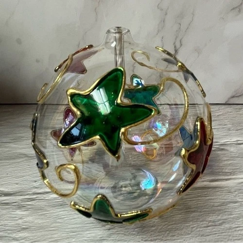 NIB Traditions Glass Blown Star Globe Hand Paint Oil - photo 4