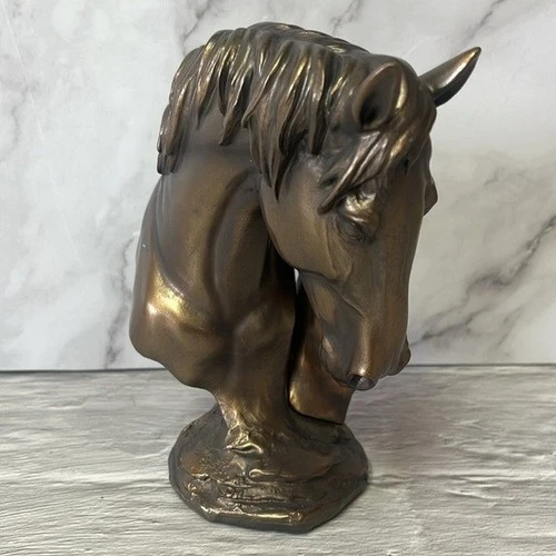 Bronze Color Horse And Foal Head Figurine - photo 4