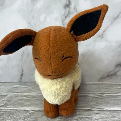 Pokemon Eevee 7” Plush Stuffed Animal Tomy 2017 Closed Eyes