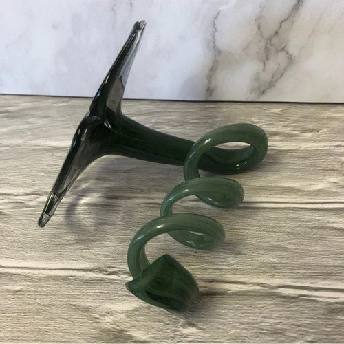 Handmade Art Glass Flower with Twisted Stem Seafoam Green/Clear - photo 2