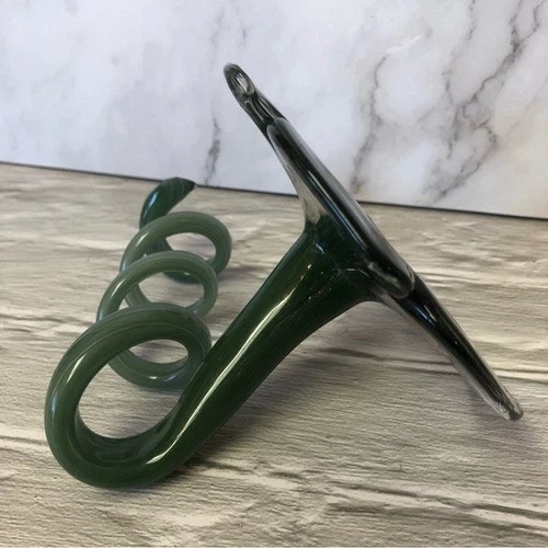 Handmade Art Glass Flower with Twisted Stem Seafoam Green/Clear - photo 4