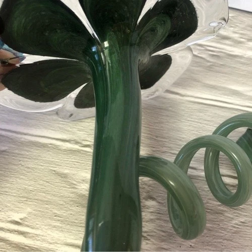 Handmade Art Glass Flower with Twisted Stem Seafoam Green/Clear - photo 5