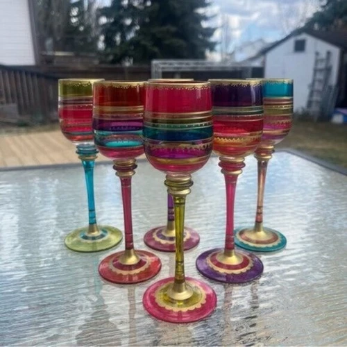 Pier 1 Jewel Toned Apertif Cordial Glasses