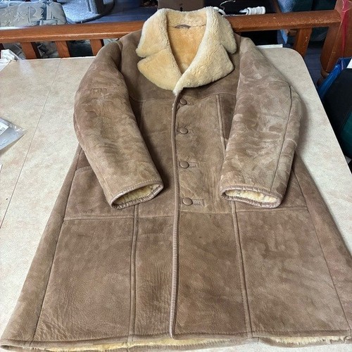Vintage Knight Tailors Sheepskin Wool Long Suede Coat - photo 4