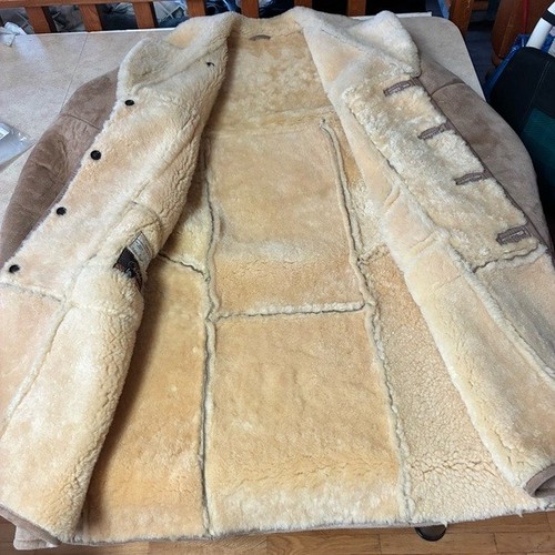 Vintage Knight Tailors Sheepskin Wool Long Suede Coat - photo 5