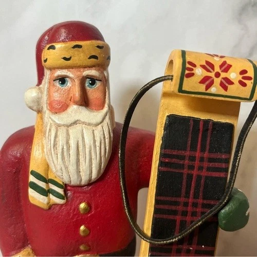 Retired Randy Tate Santa With Toboggan Christmas Figure Signed - photo 2