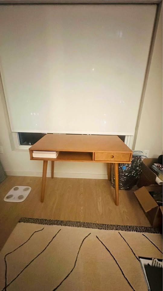 Wood Mid-Century Modern Writing Desk with Drawer