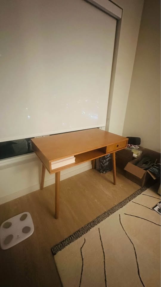 Wood Mid-Century Modern Writing Desk with Drawer - photo 3