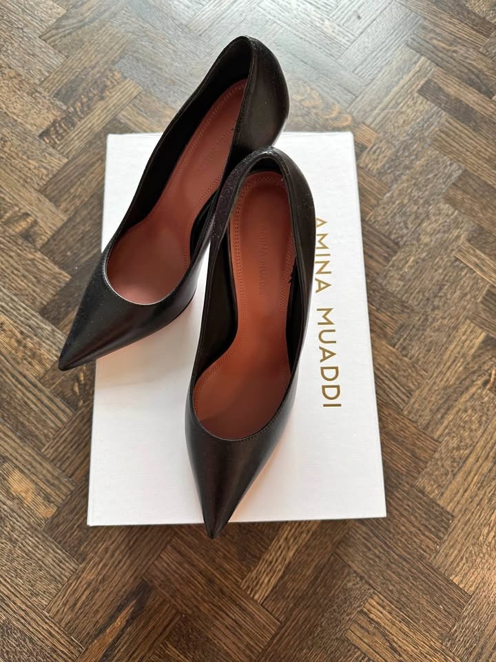 🔥 Amina Muaddi | Size 5.5 Ami Black Pump Heels