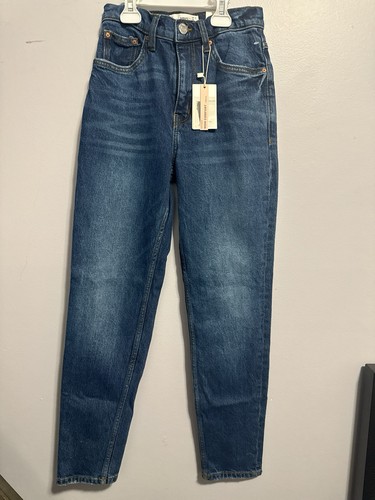 MANGO High-waisted Mom Comfort/Ankle blue jeans