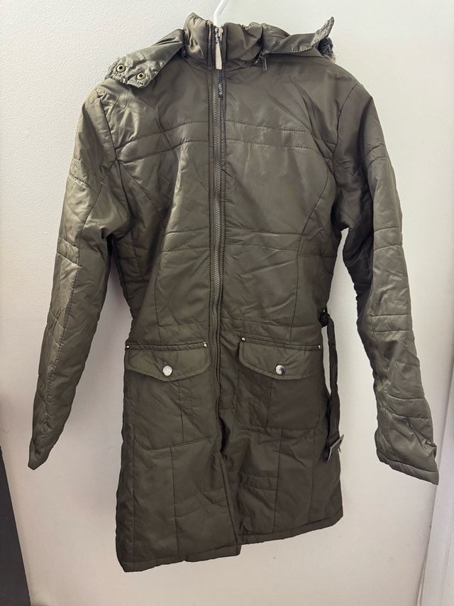 Olive Quilted Trench Coat Jacket (Women’s)