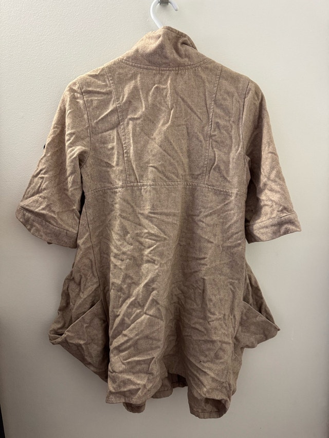 Katie Tan Beige Button Trench Coat (Women’s, Size S) - photo 3