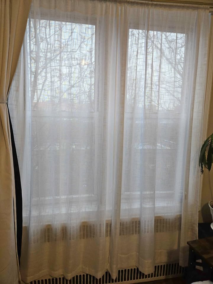 White Semi-Sheer Linen Curtains – 84” Long (4 Panels