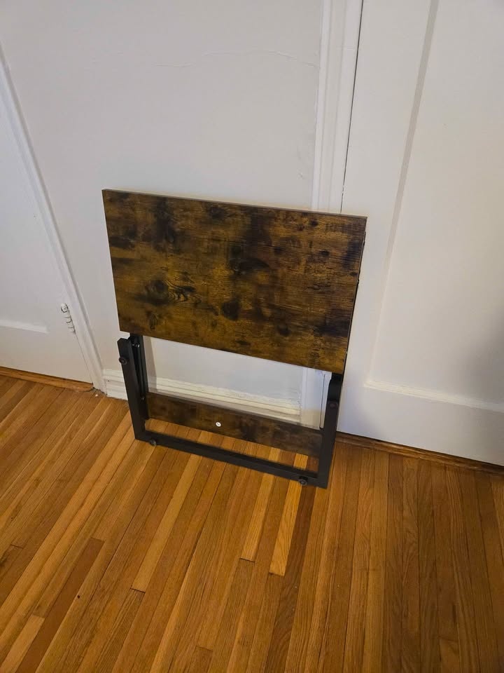 Tatub 24” Folding C-Shaped End Table – Rustic Brown - photo 3