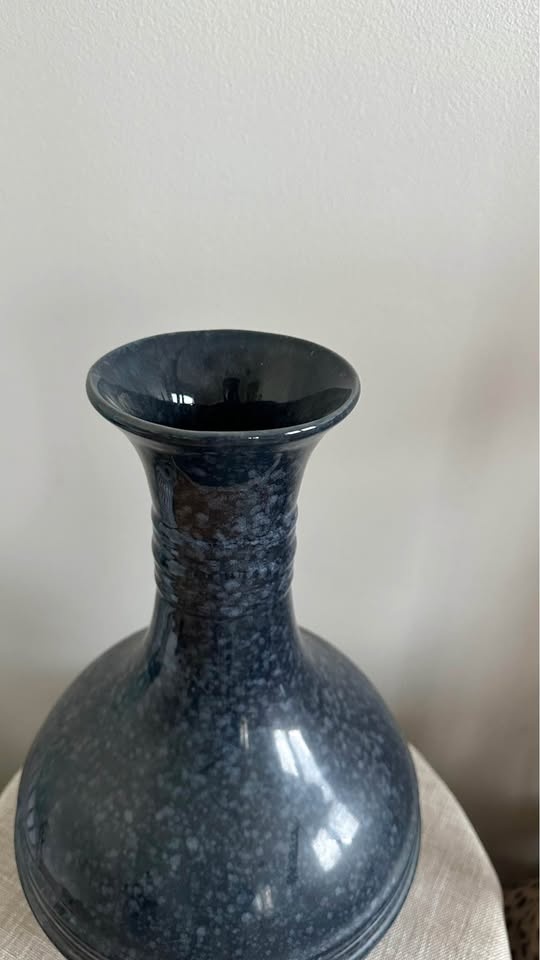 Vintage Black Glazed Ceramic Vase - photo 2