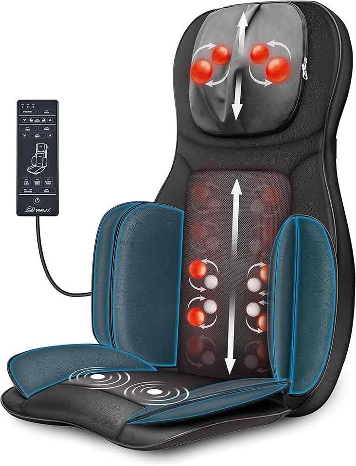 Snailax Shiatsu Massage Chair Pad – Full Back & Neck Massager w/