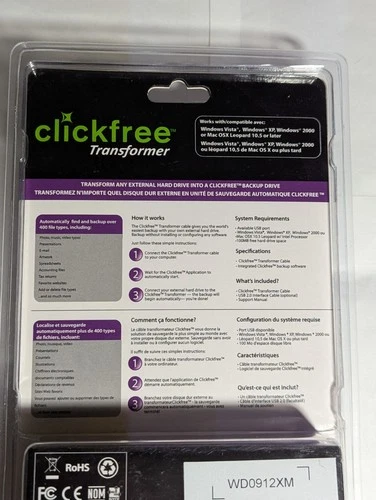 Clickfree Transformer CAB101 Backup Drive SEALED BRAND NEW - photo 5