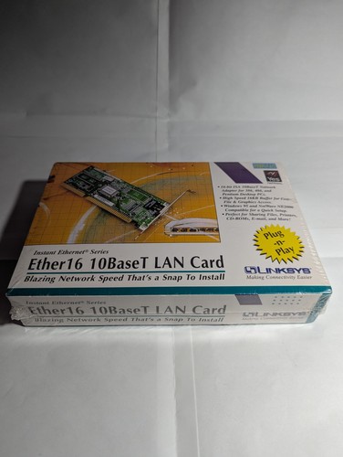 Vintage 1997 Linksys Ether16 LAN Card NEW Sealed - photo 3