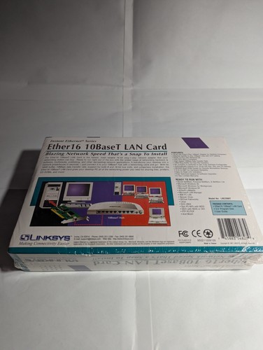 Vintage 1997 Linksys Ether16 LAN Card NEW Sealed - photo 4