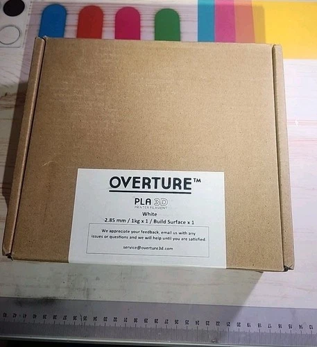 Overture 2.85mm PLA Filament 1Kg White For 3D Printer, NEW! Seal