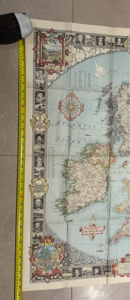 Original 1937 British Isles Wall Map - photo 3