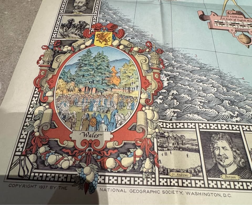 Original 1937 British Isles Wall Map - photo 5