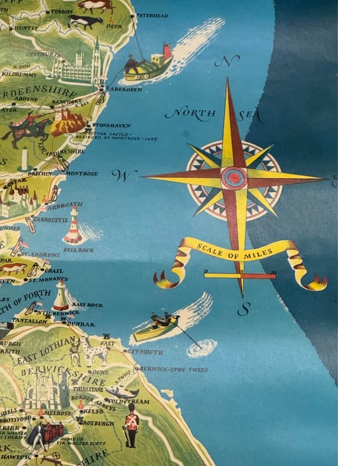 Large Vintage Scotland Map Poster - photo 5