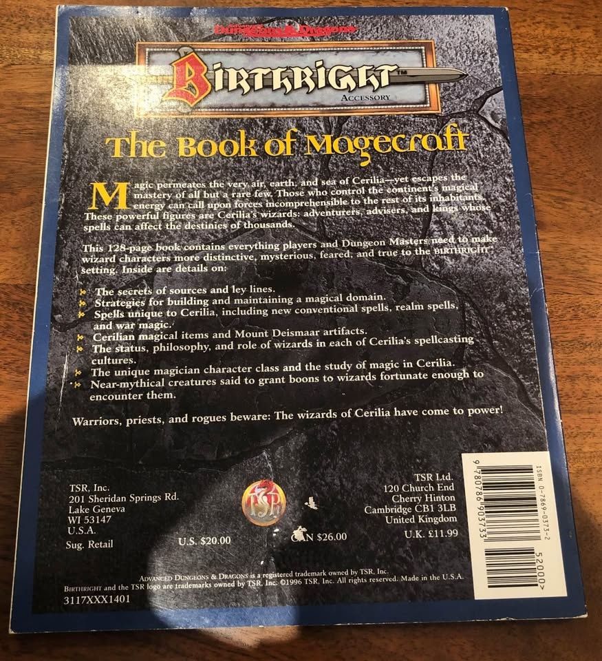 TSR D&D Birthright The Book Of Magecraft Accessory - photo 2