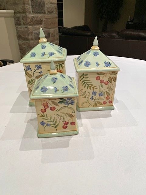 Cannisters Vintage Capriware 1980's Ceramic Kitchen Cannisters