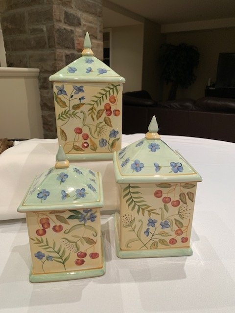 Cannisters Vintage Capriware 1980's Ceramic Kitchen Cannisters - photo 3