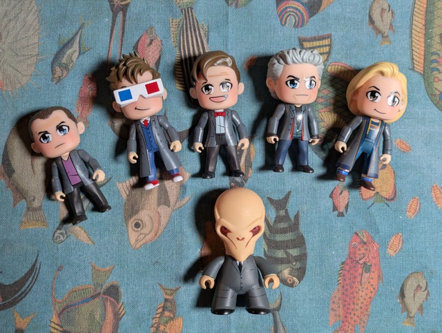 Set of six Dr Who Titan 3" vinyl figures