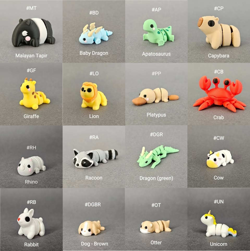 Articulated Mini Animals 3D Printed Fidget Toy | Desk Pet, Stres - photo 2